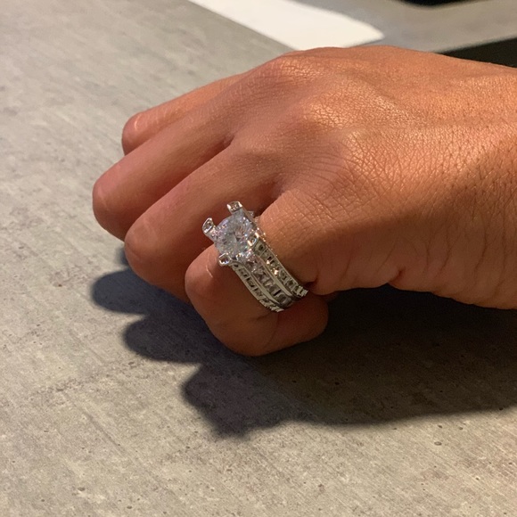 925 Silver Wedding Rings Round Cut White sapphire - Picture 6 of 7